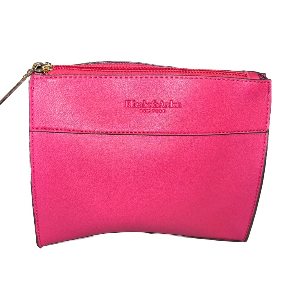 💖 Elizabeth Arden Hot Pink Faux Leather Cosmetic Pouch – Chic & Functional ✨NWOT